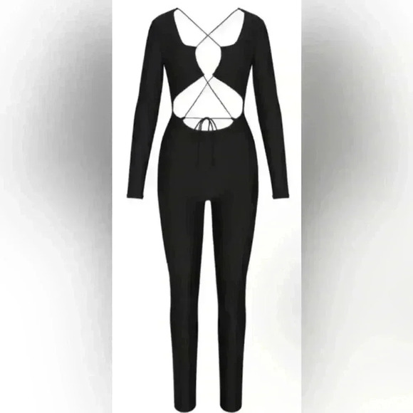 SKIMS size extra large black onyx lace up cat suit lace-up cat suit full body - Picture 2 of 4